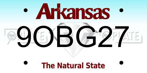9OBG27 Arkansas License Plate