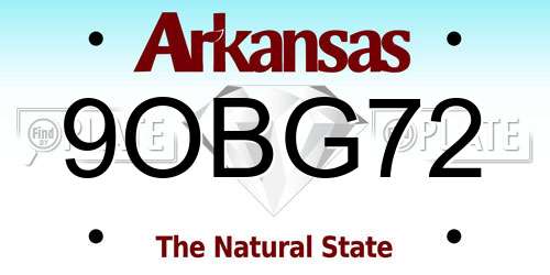 9OBG72 Arkansas License Plate