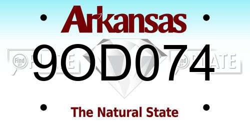 9OD074 Arkansas License Plate