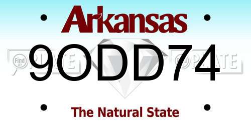 9ODD74 Arkansas License Plate