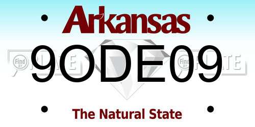 9ODE09 Arkansas License Plate
