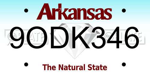 9ODK346 Arkansas License Plate