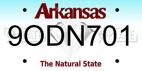 9ODN701 Arkansas License Plate