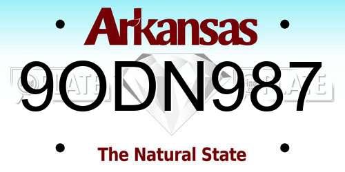 9ODN987 Arkansas License Plate