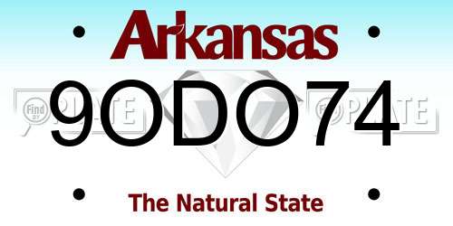 9ODO74 Arkansas License Plate