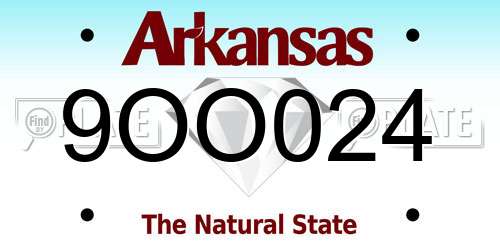 9OO024 Arkansas License Plate