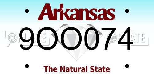 9OO074 Arkansas License Plate