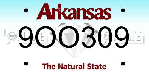 9OO309 Arkansas License Plate