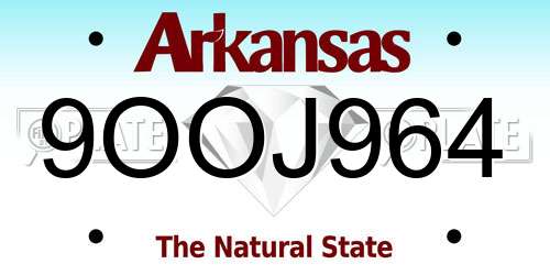 9OOJ964 Arkansas License Plate