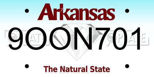 9OON701 Arkansas License Plate