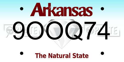 9OOQ74 Arkansas License Plate