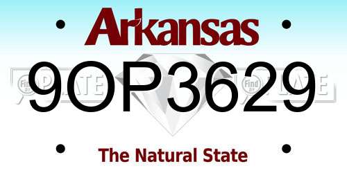 9OP3629 Arkansas License Plate