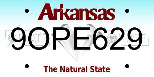 9OPE629 Arkansas License Plate