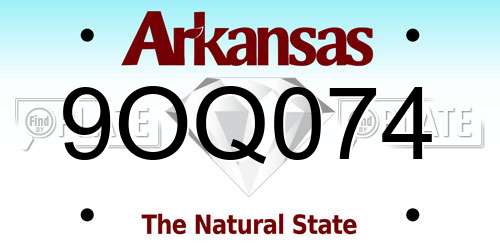 9OQ074 Arkansas License Plate