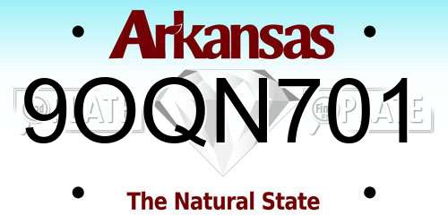 9OQN701 Arkansas License Plate
