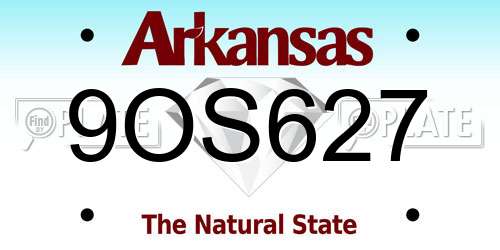 9OS627 Arkansas License Plate