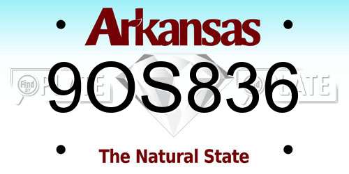 9OS836 Arkansas License Plate