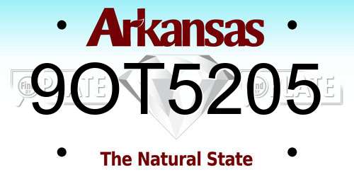 9OT5205 Arkansas License Plate