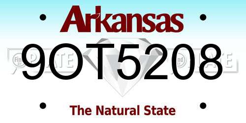 9OT5208 Arkansas License Plate
