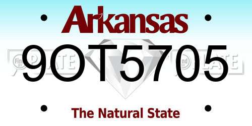 9OT5705 Arkansas License Plate