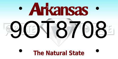 9OT8708 Arkansas License Plate