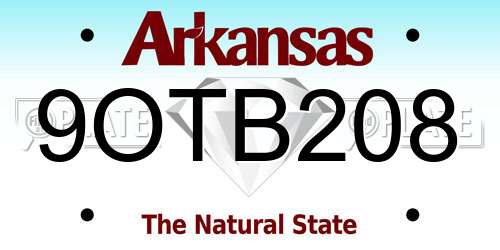 9OTB208 Arkansas License Plate