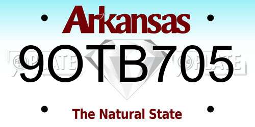 9OTB705 Arkansas License Plate