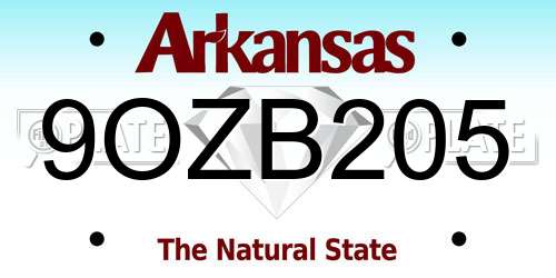 9OZB205 Arkansas License Plate