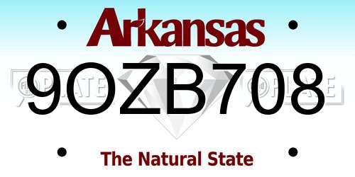 9OZB708 Arkansas License Plate