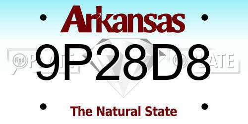 9P28D8 Arkansas License Plate