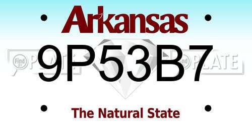 9P53B7 Arkansas License Plate