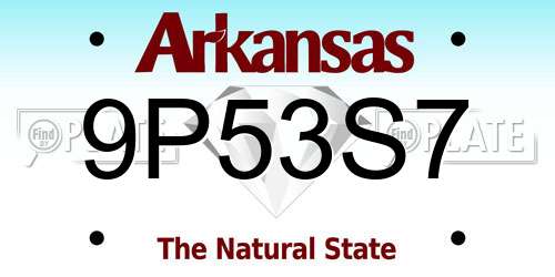 9P53S7 Arkansas License Plate