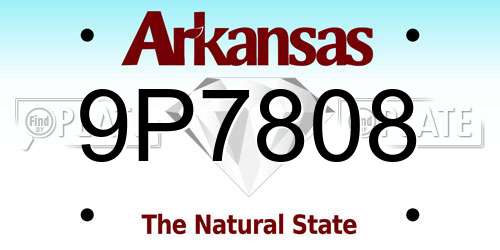 9P7808 Arkansas License Plate