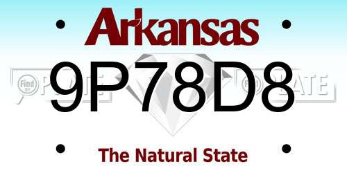 9P78D8 Arkansas License Plate