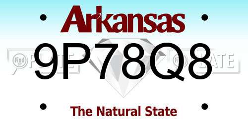 9P78Q8 Arkansas License Plate