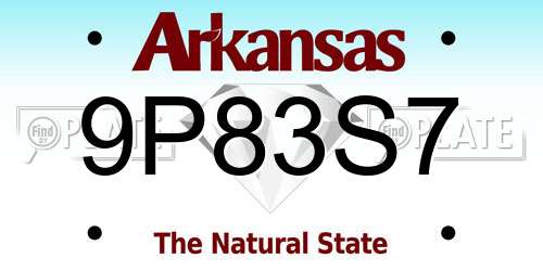 9P83S7 Arkansas License Plate