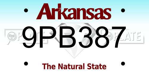 9PB387 Arkansas License Plate