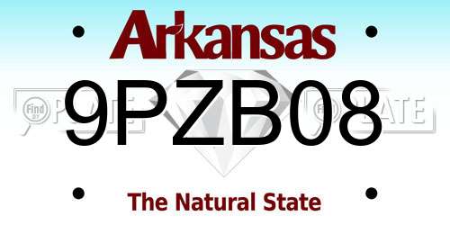 9PZB08 Arkansas License Plate