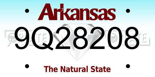 9Q28208 Arkansas License Plate