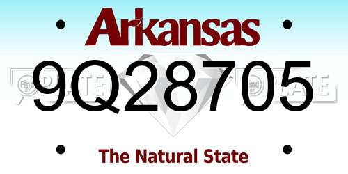 9Q28705 Arkansas License Plate