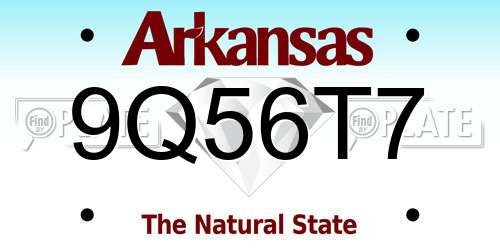 9Q56T7 Arkansas License Plate