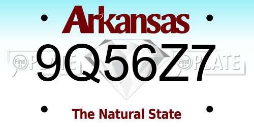 9Q56Z7 Arkansas License Plate