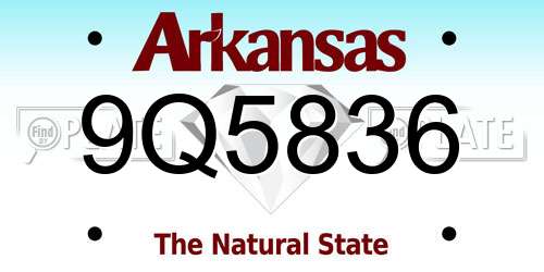 9Q5836 Arkansas License Plate
