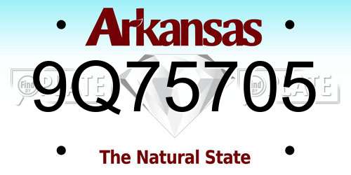9Q75705 Arkansas License Plate