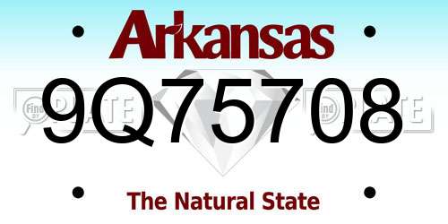 9Q75708 Arkansas License Plate