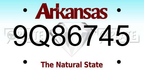 9Q86745 Arkansas License Plate