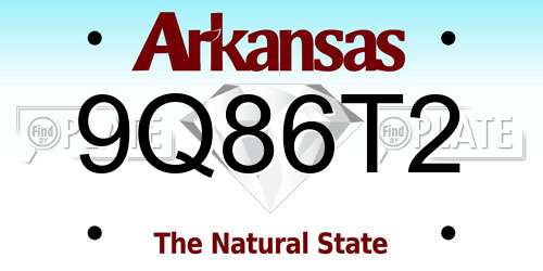 9Q86T2 Arkansas License Plate