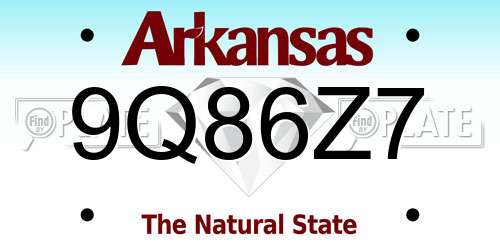 9Q86Z7 Arkansas License Plate