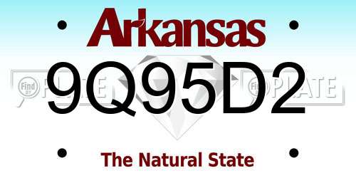 9Q95D2 Arkansas License Plate