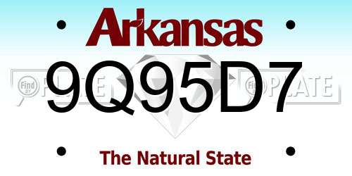 9Q95D7 Arkansas License Plate